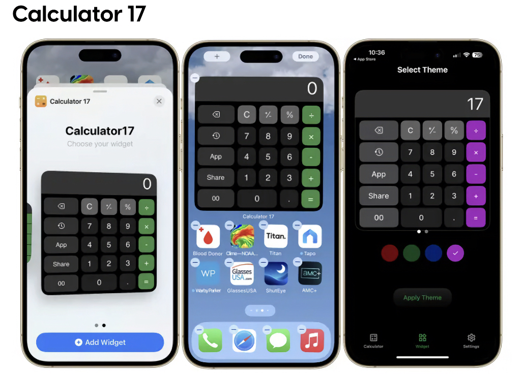 ویجت Calculator 17 یکی از بهترین ویجت‌های ایفون